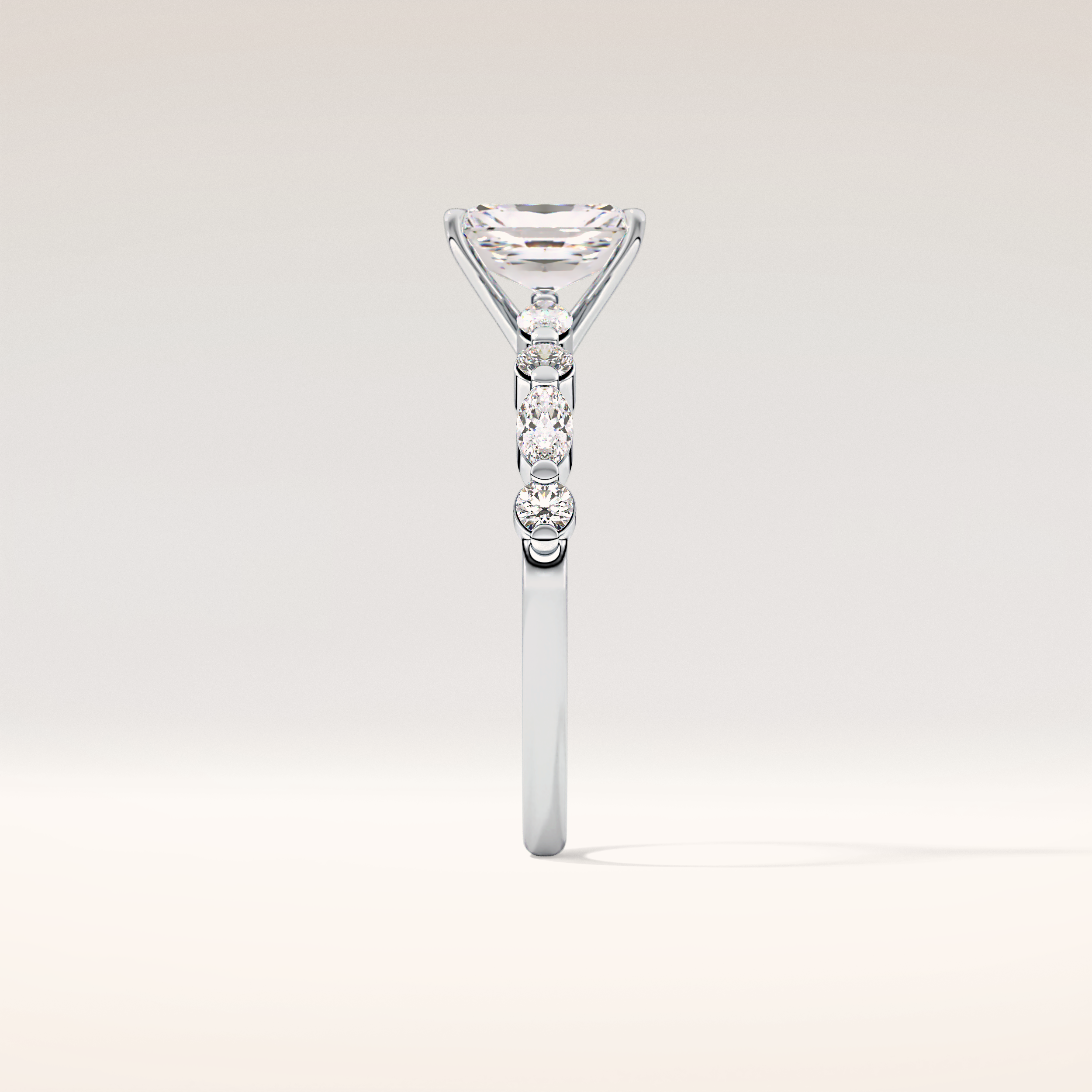 1.21 CT Radiant Shaped Pave Moissanite Engagement Ring