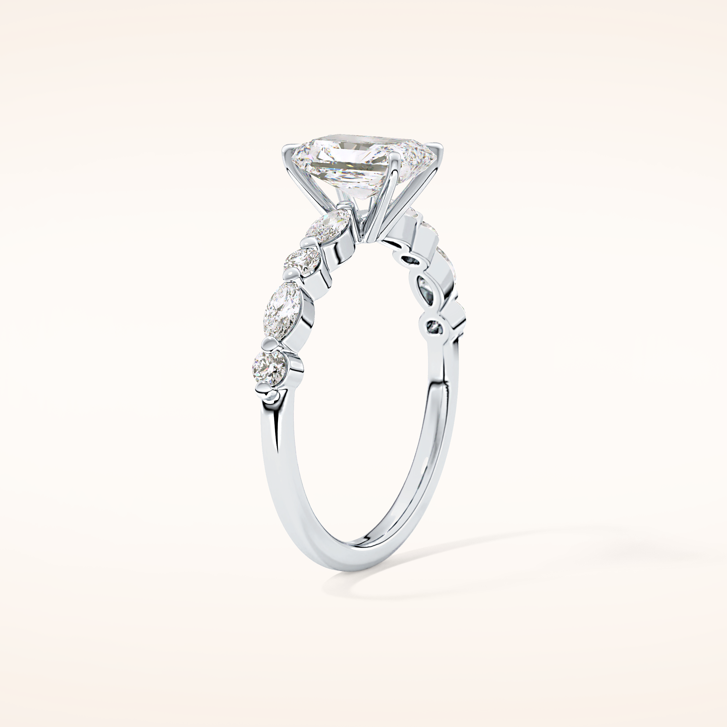 1.21 CT Radiant Shaped Pave Moissanite Engagement Ring