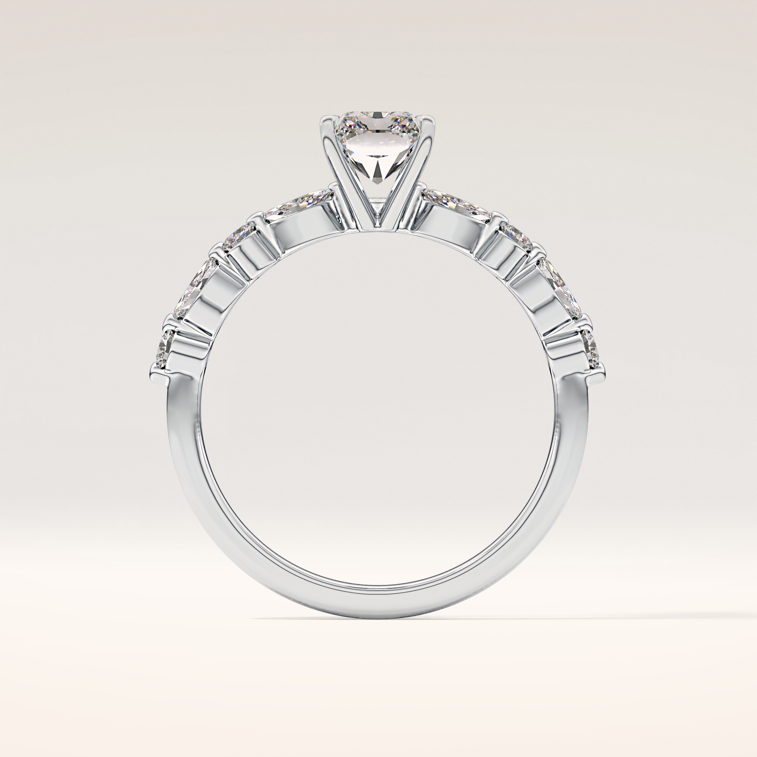 1.21 CT Radiant Shaped Pave Moissanite Engagement Ring