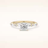 1.04 CT Princess Shaped Pave Moissanite Engagement Ring