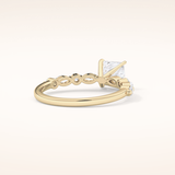 1.04 CT Princess Shaped Pave Moissanite Engagement Ring