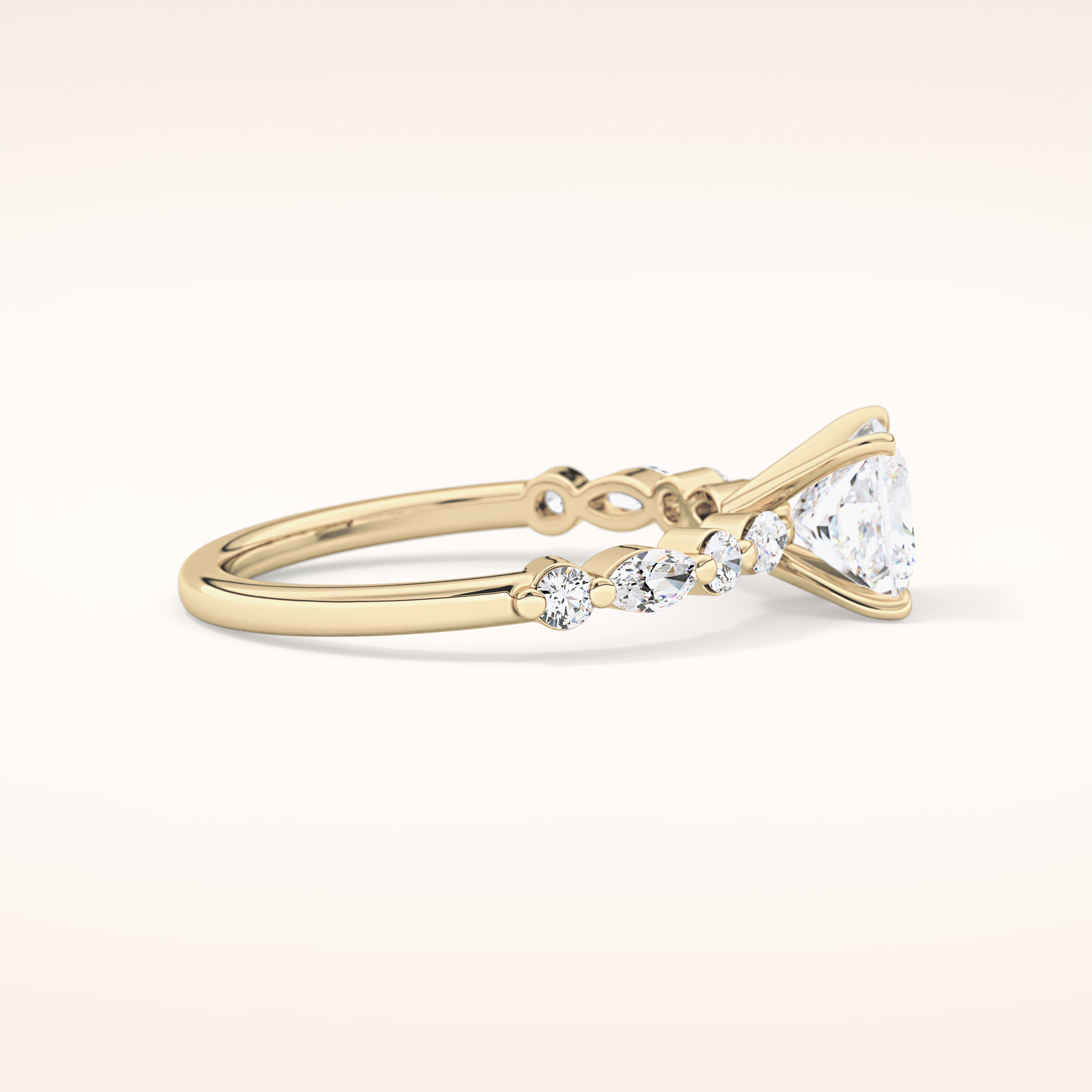 1.04 CT Princess Shaped Pave Moissanite Engagement Ring