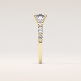 1.04 CT Princess Shaped Pave Moissanite Engagement Ring