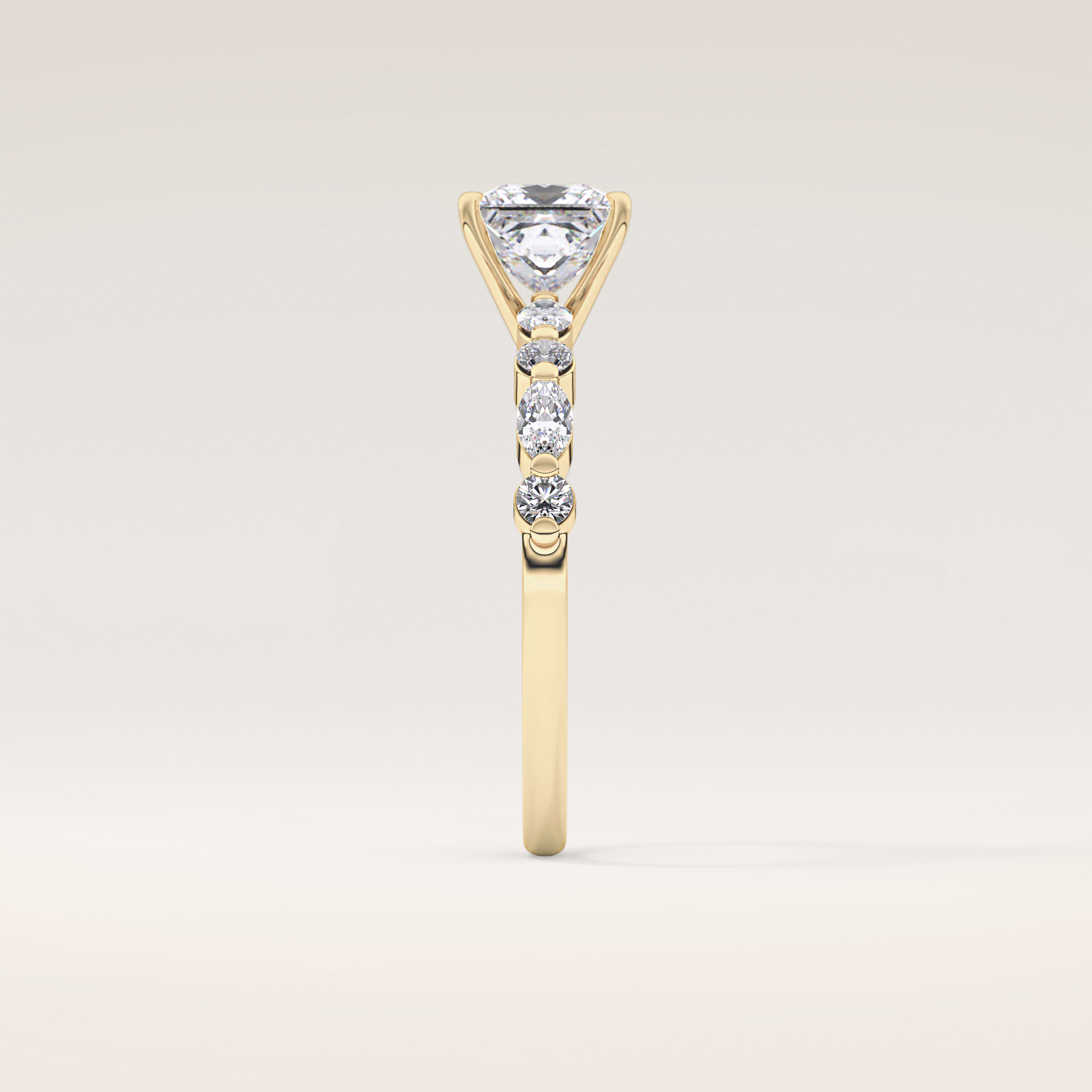 1.04 CT Princess Shaped Pave Moissanite Engagement Ring