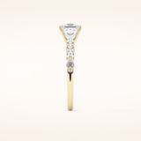 1.04 CT Princess Shaped Pave Moissanite Engagement Ring