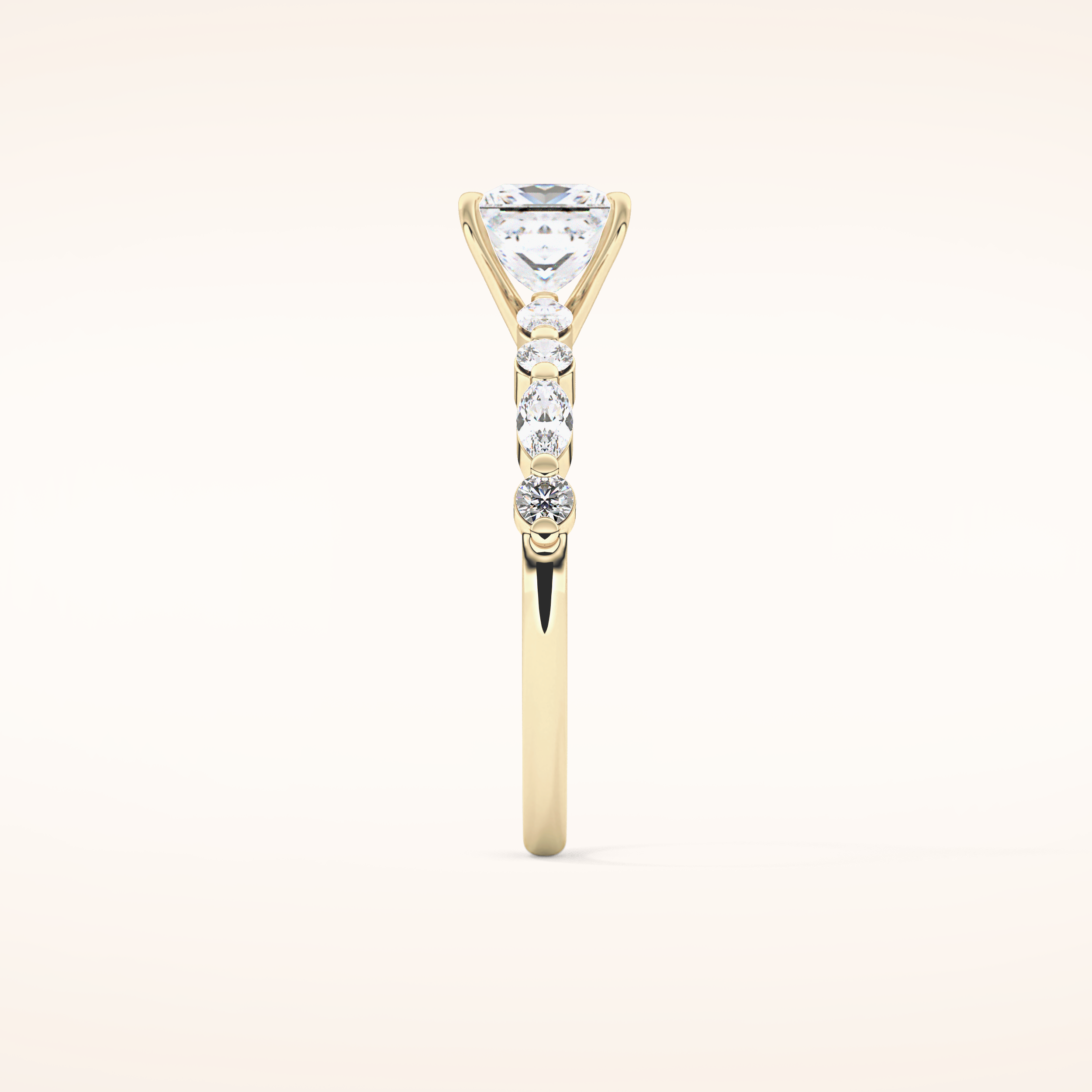 1.04 CT Princess Shaped Pave Moissanite Engagement Ring