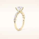 1.04 CT Princess Shaped Pave Moissanite Engagement Ring