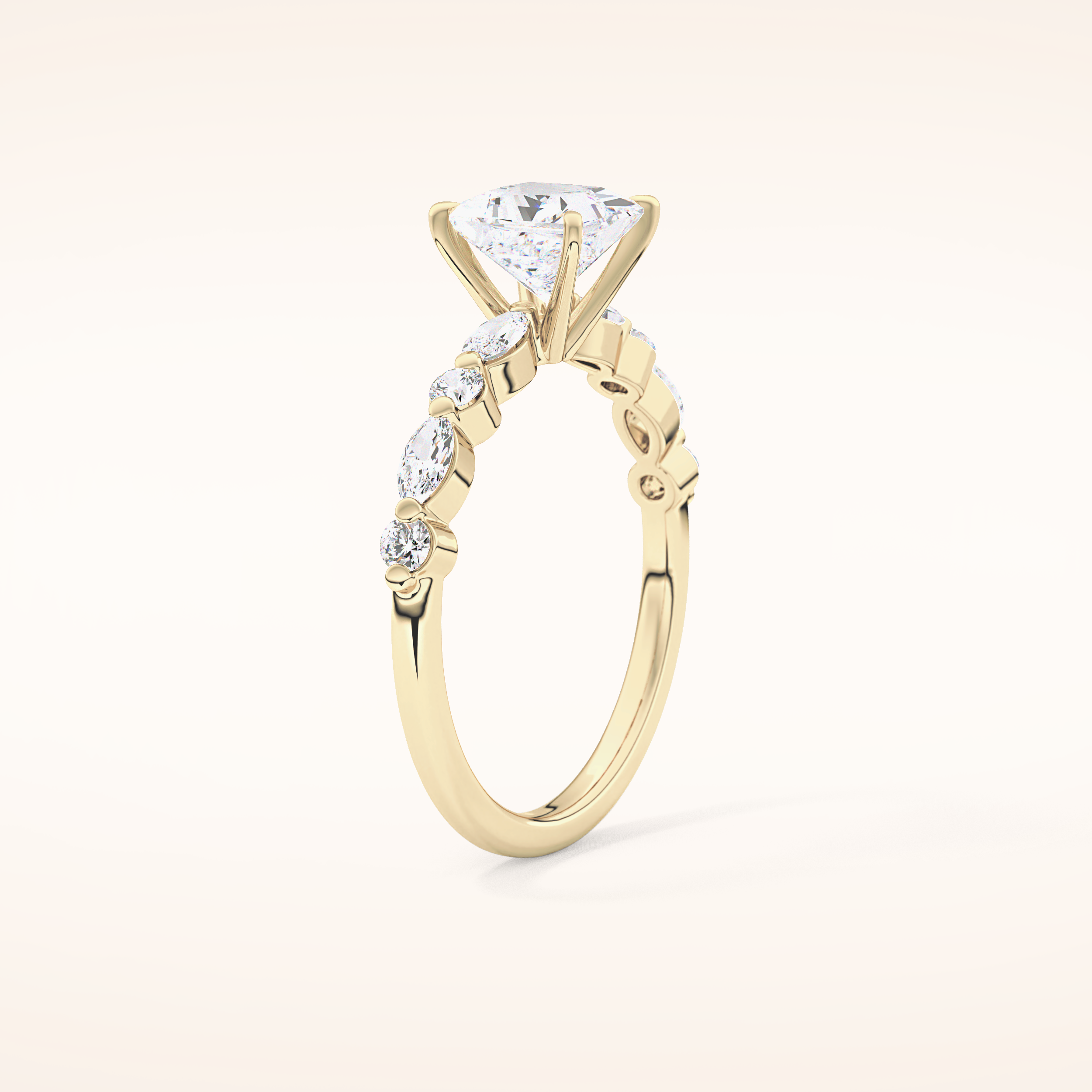 1.04 CT Princess Shaped Pave Moissanite Engagement Ring