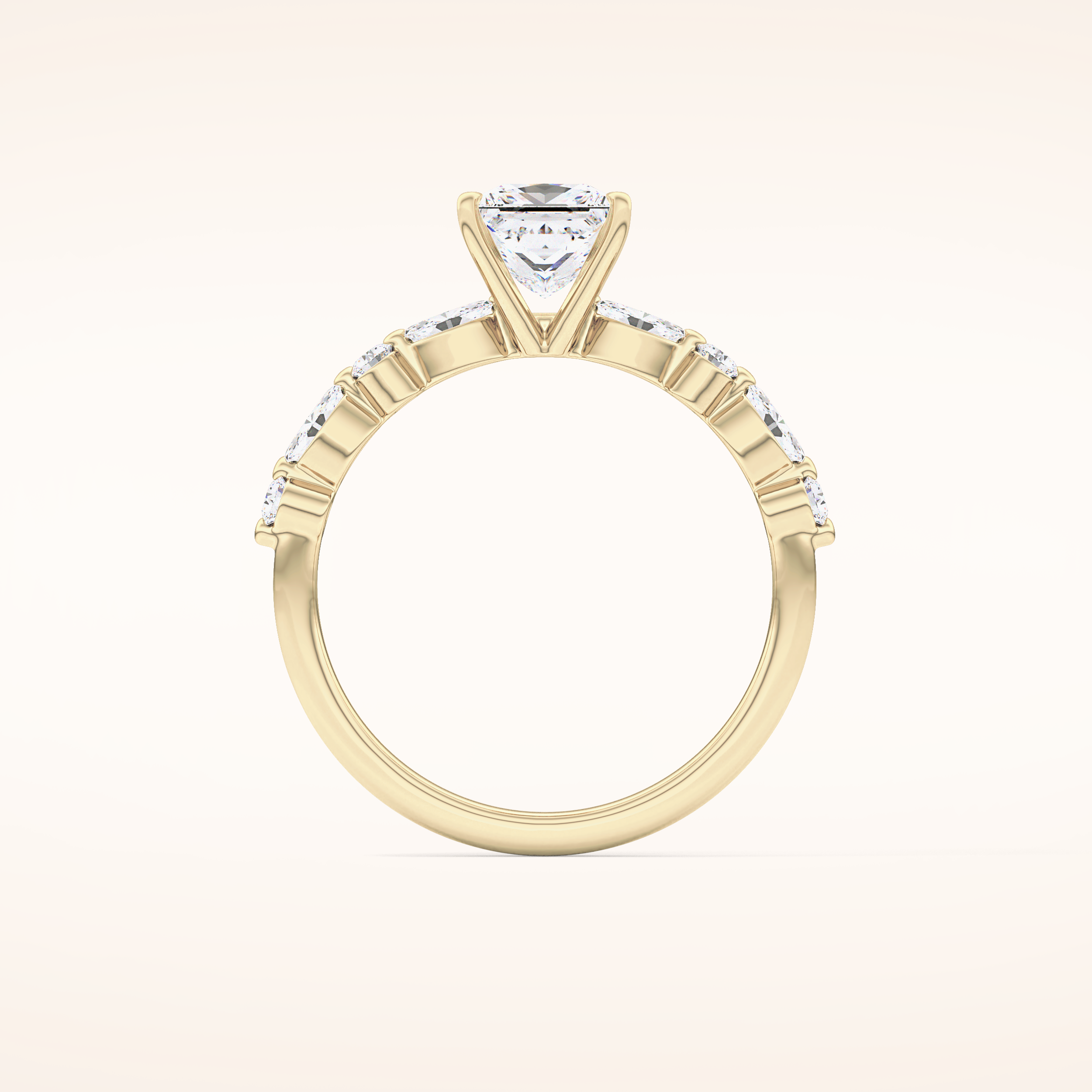 1.04 CT Princess Shaped Pave Moissanite Engagement Ring