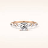 1.04 CT Princess Shaped Pave Moissanite Engagement Ring