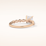 1.04 CT Princess Shaped Pave Moissanite Engagement Ring