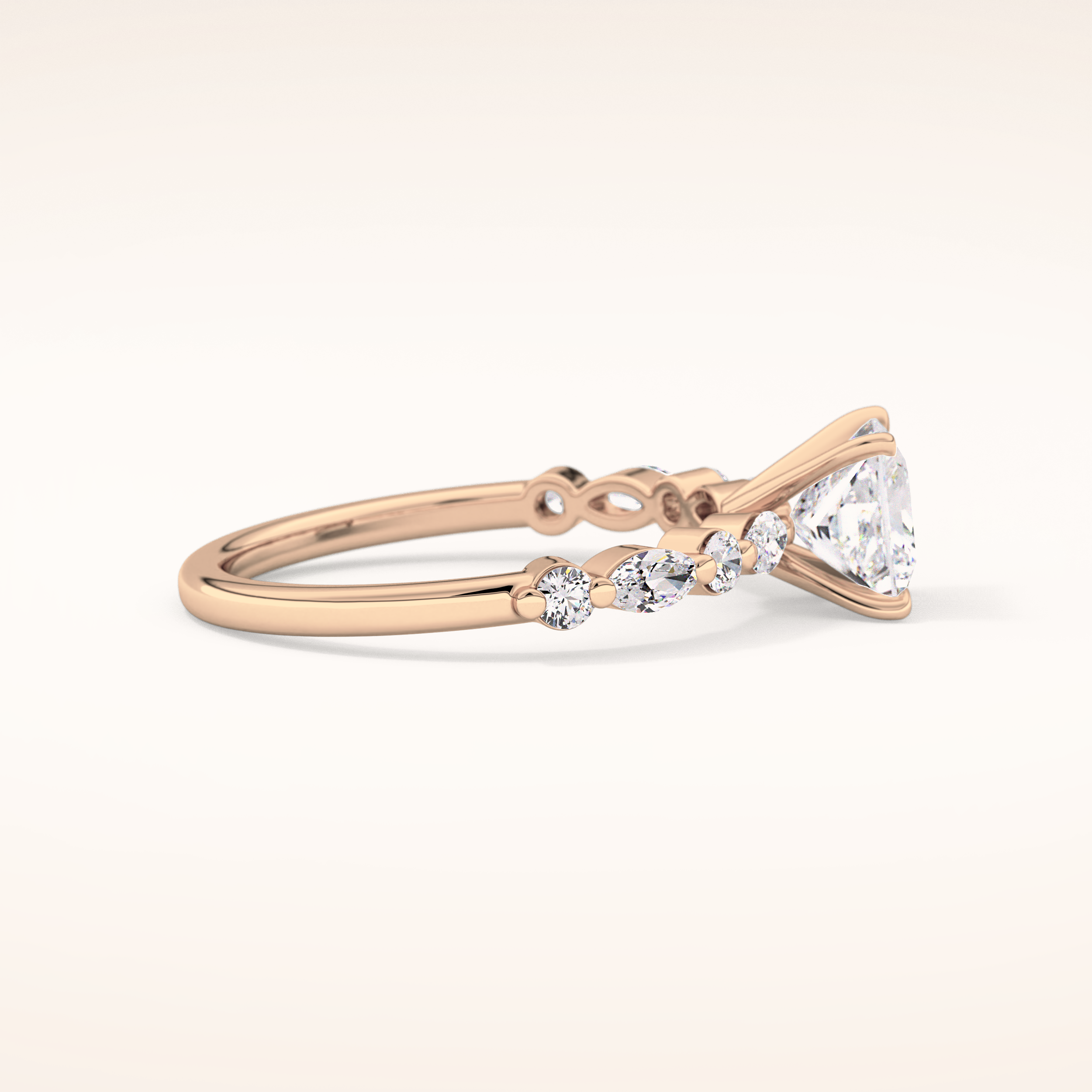1.04 CT Princess Shaped Pave Moissanite Engagement Ring