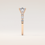 1.04 CT Princess Shaped Pave Moissanite Engagement Ring