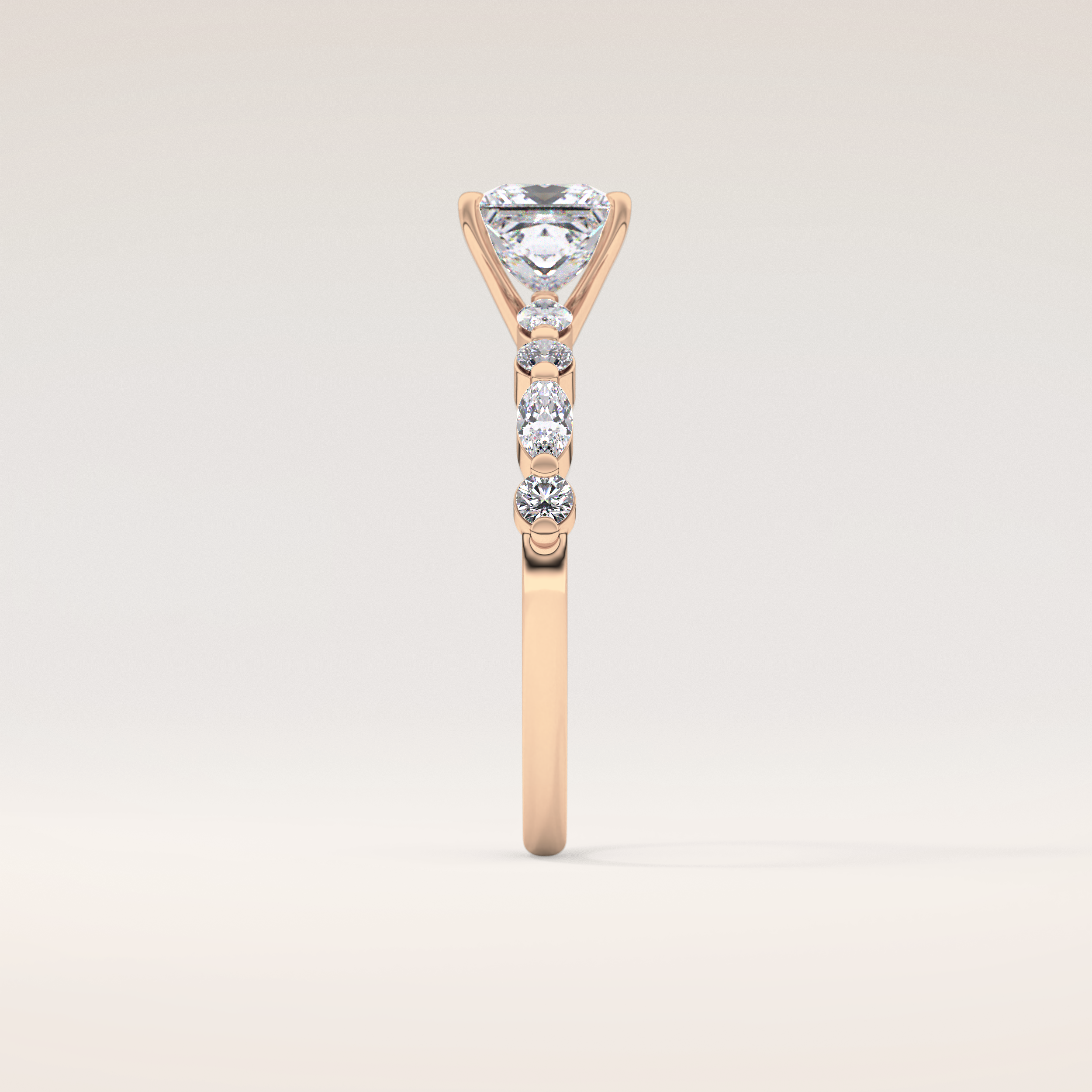 1.04 CT Princess Shaped Pave Moissanite Engagement Ring