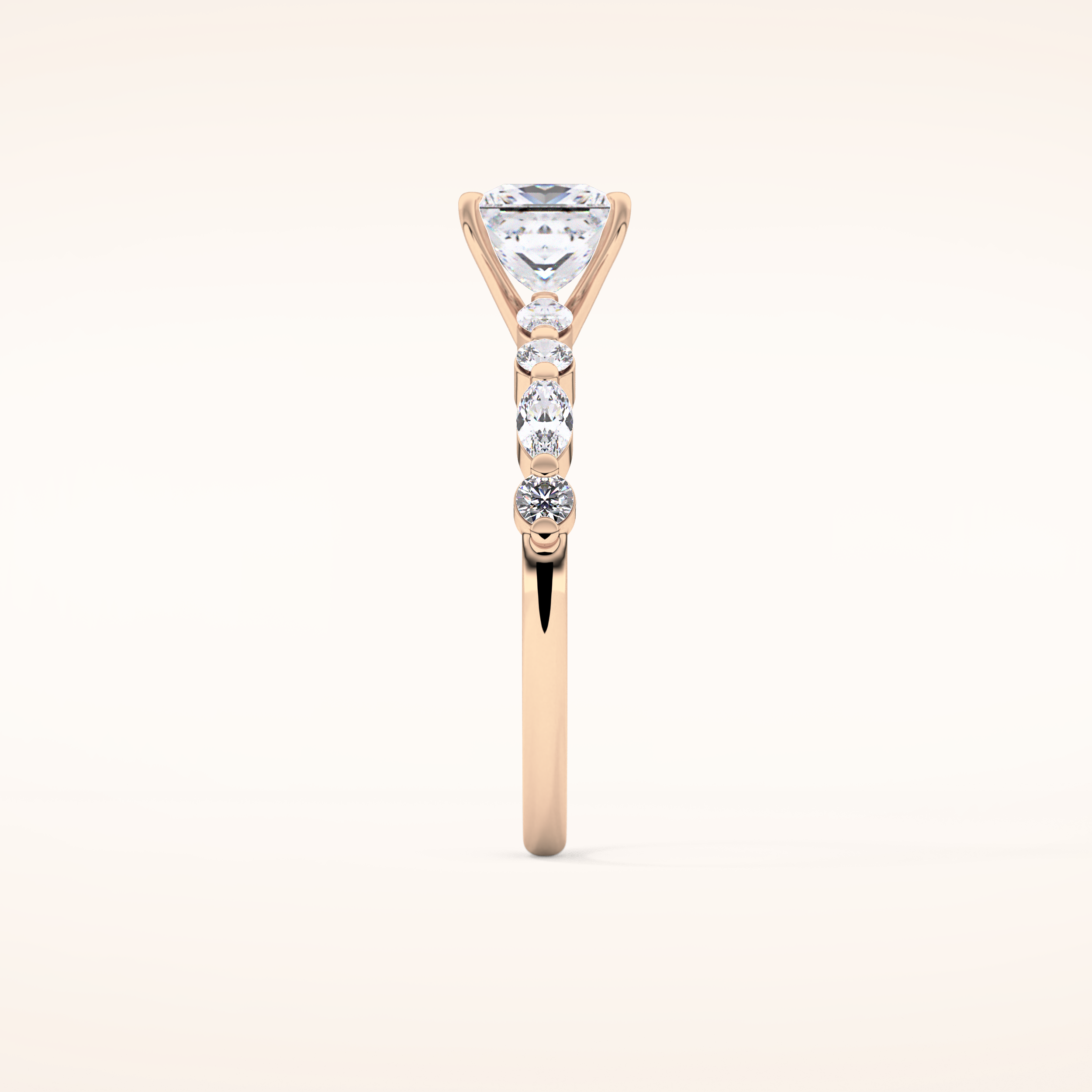 1.04 CT Princess Shaped Pave Moissanite Engagement Ring