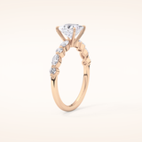 1.04 CT Princess Shaped Pave Moissanite Engagement Ring