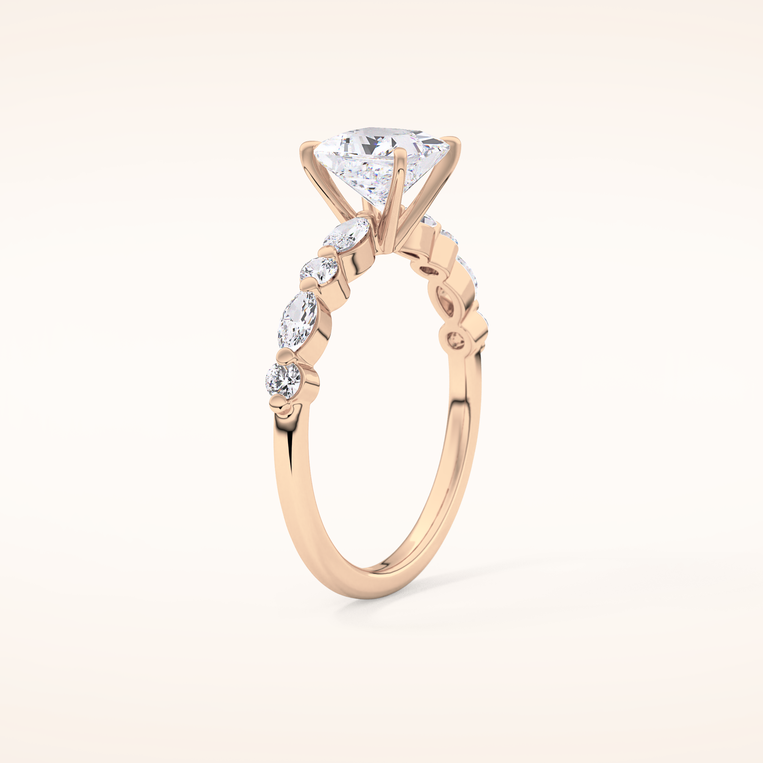 1.04 CT Princess Shaped Pave Moissanite Engagement Ring