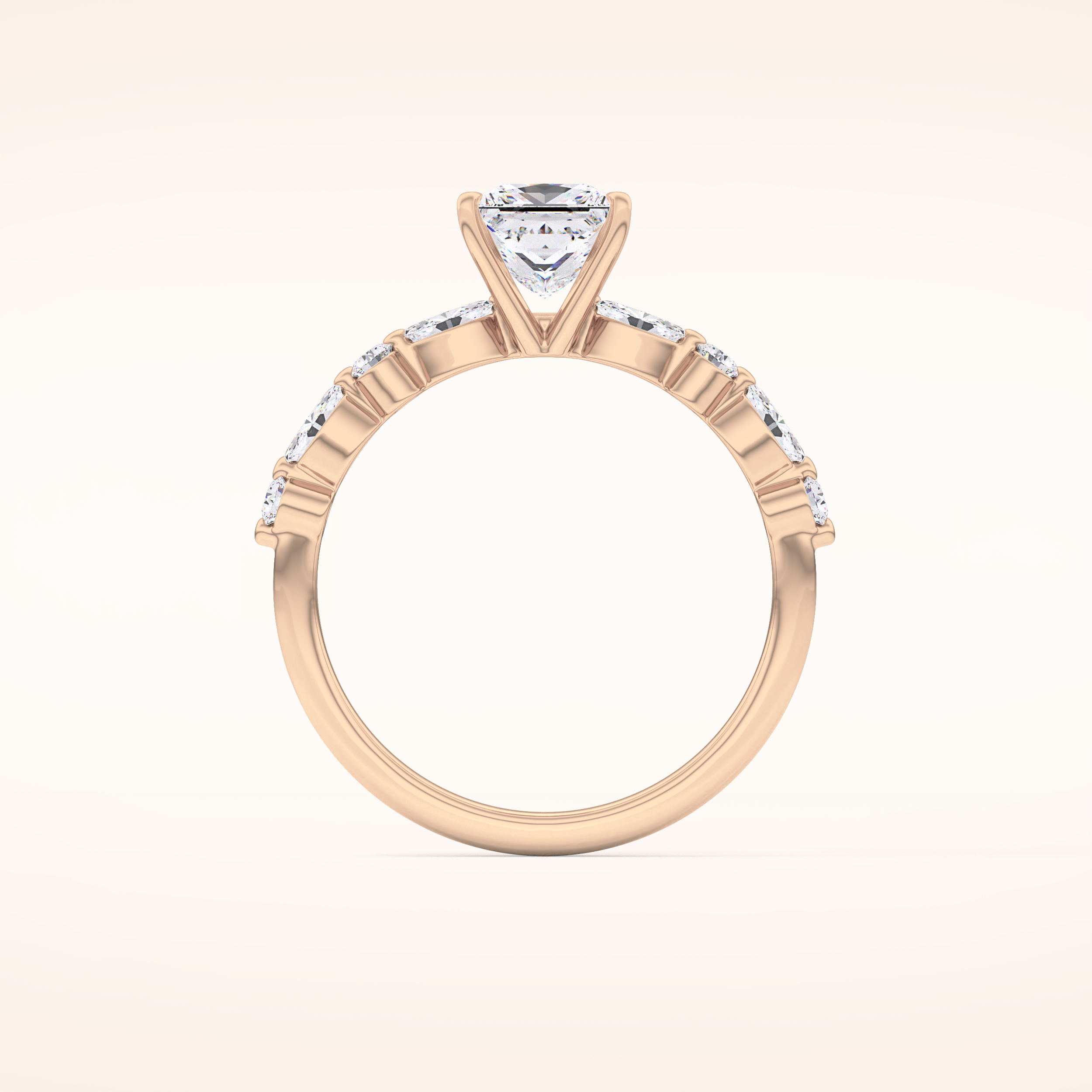 1.04 CT Princess Shaped Pave Moissanite Engagement Ring