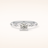 1.04 CT Princess Shaped Pave Moissanite Engagement Ring