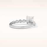 1.04 CT Princess Shaped Pave Moissanite Engagement Ring