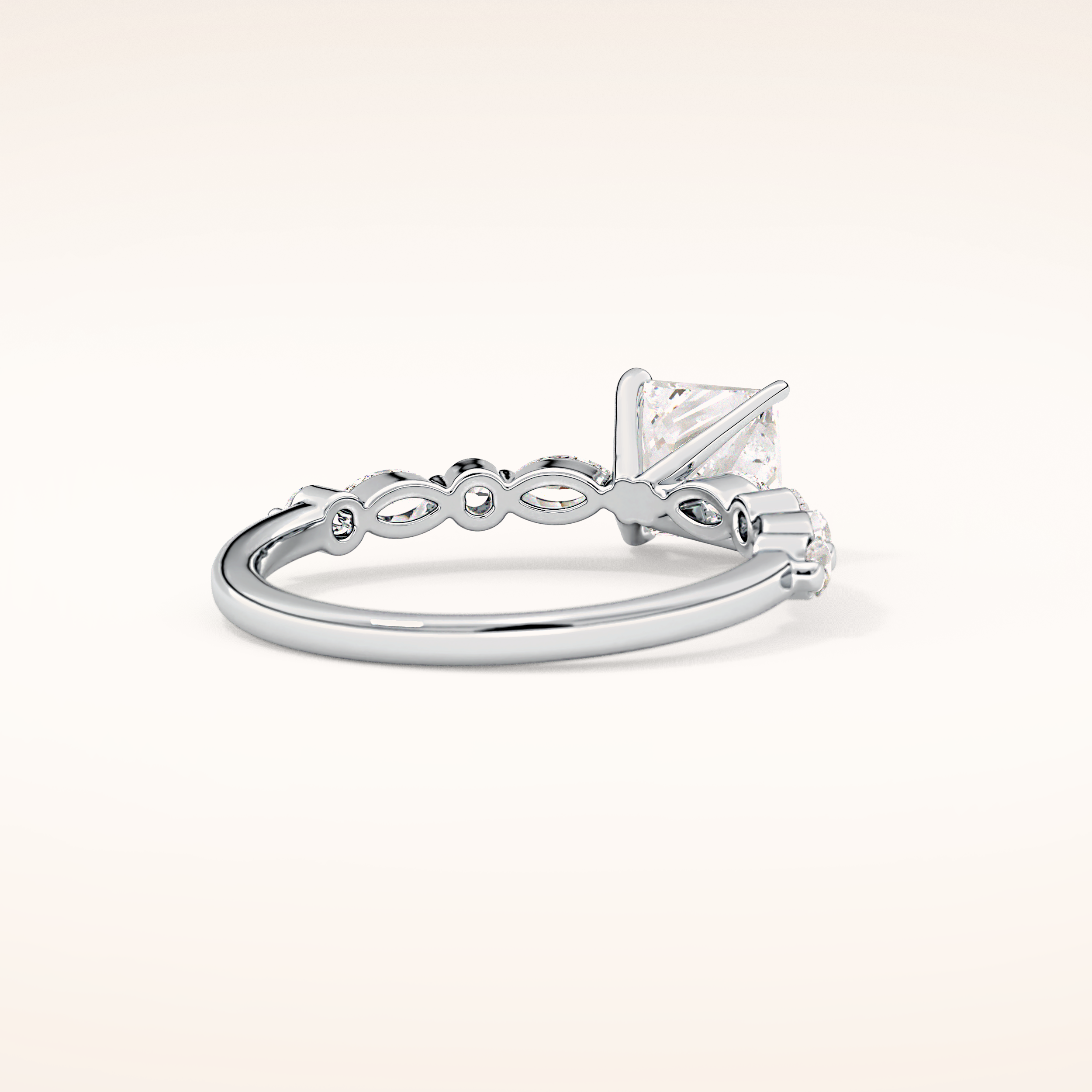 1.04 CT Princess Shaped Pave Moissanite Engagement Ring