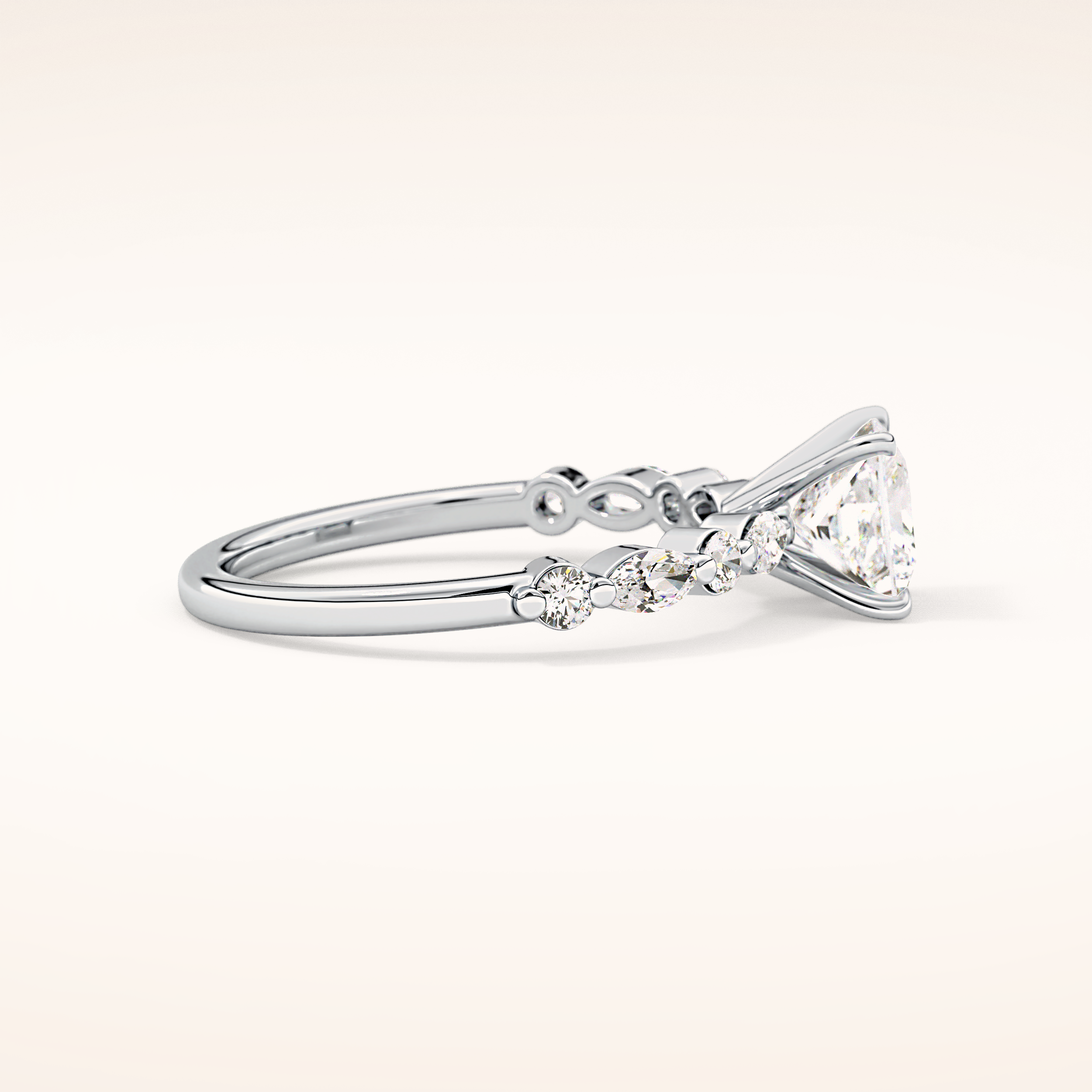 1.04 CT Princess Shaped Pave Moissanite Engagement Ring