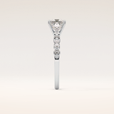 1.04 CT Princess Shaped Pave Moissanite Engagement Ring
