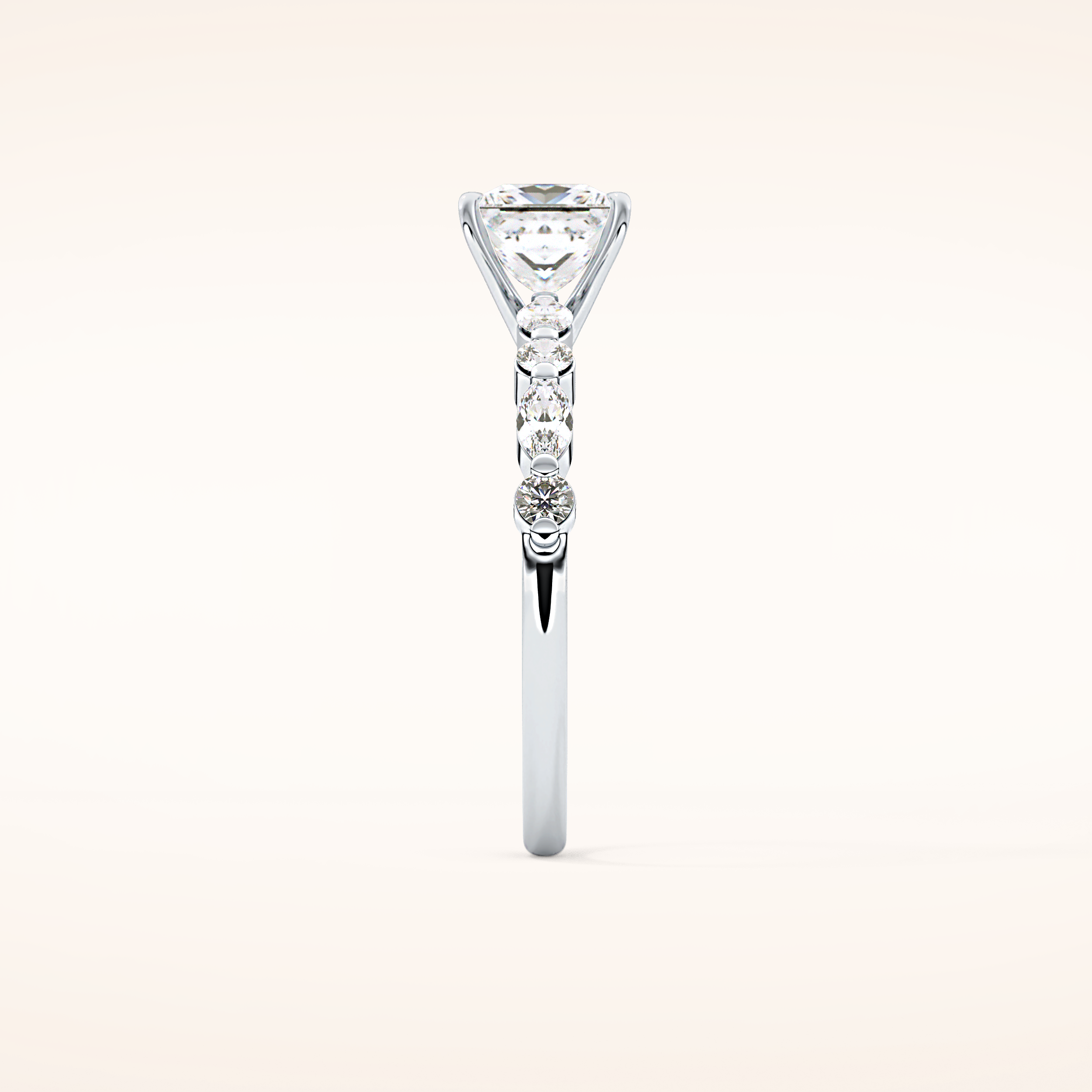 1.04 CT Princess Shaped Pave Moissanite Engagement Ring