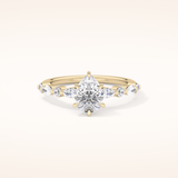 0.93 CT Pear Shaped Pave Moissanite Engagement Ring