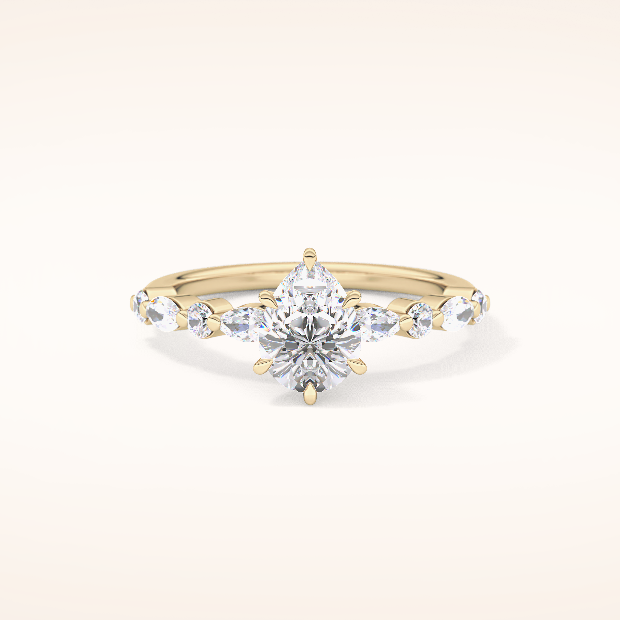 0.93 CT Pear Shaped Pave Moissanite Engagement Ring