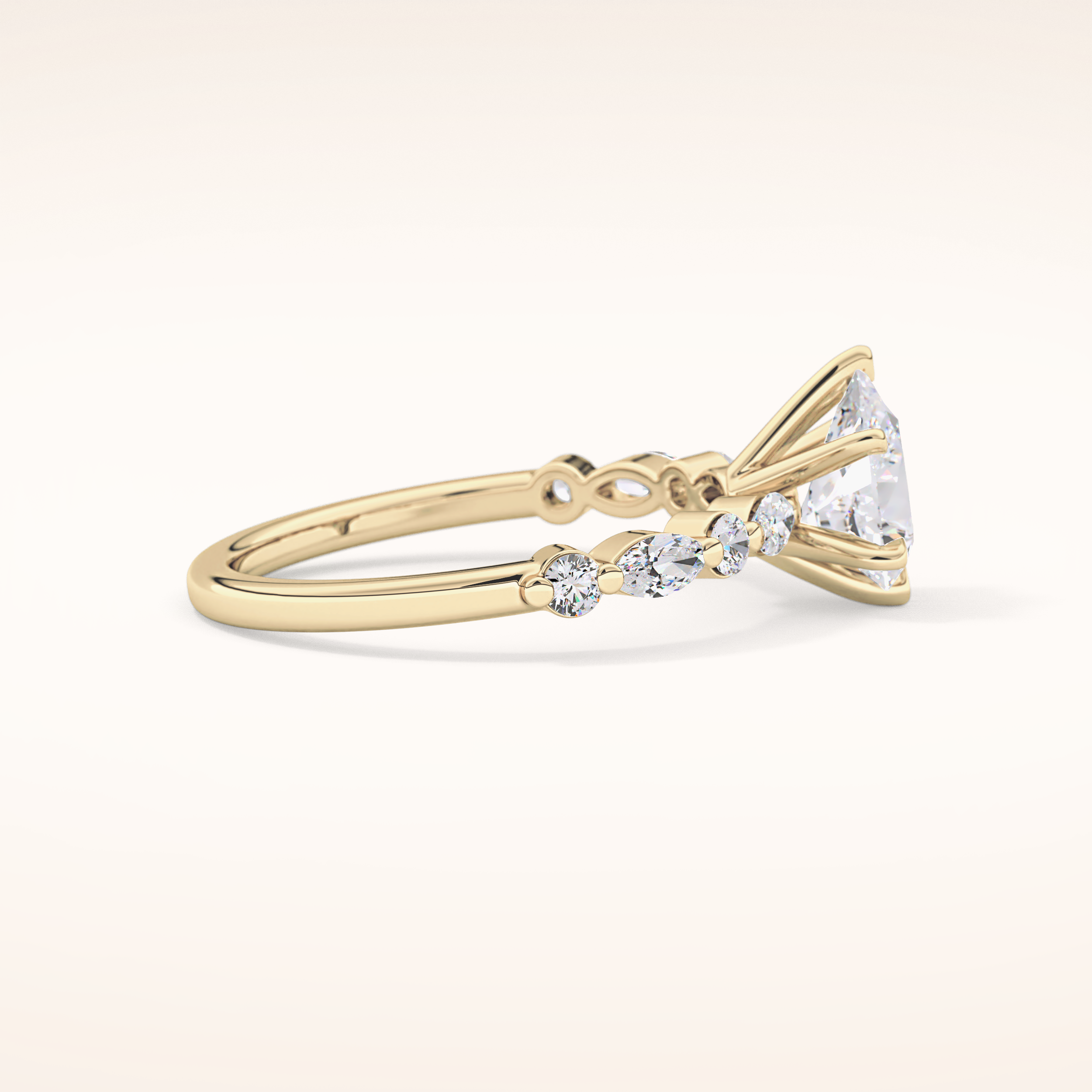 0.93 CT Pear Shaped Pave Moissanite Engagement Ring