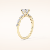 0.93 CT Pear Shaped Pave Moissanite Engagement Ring