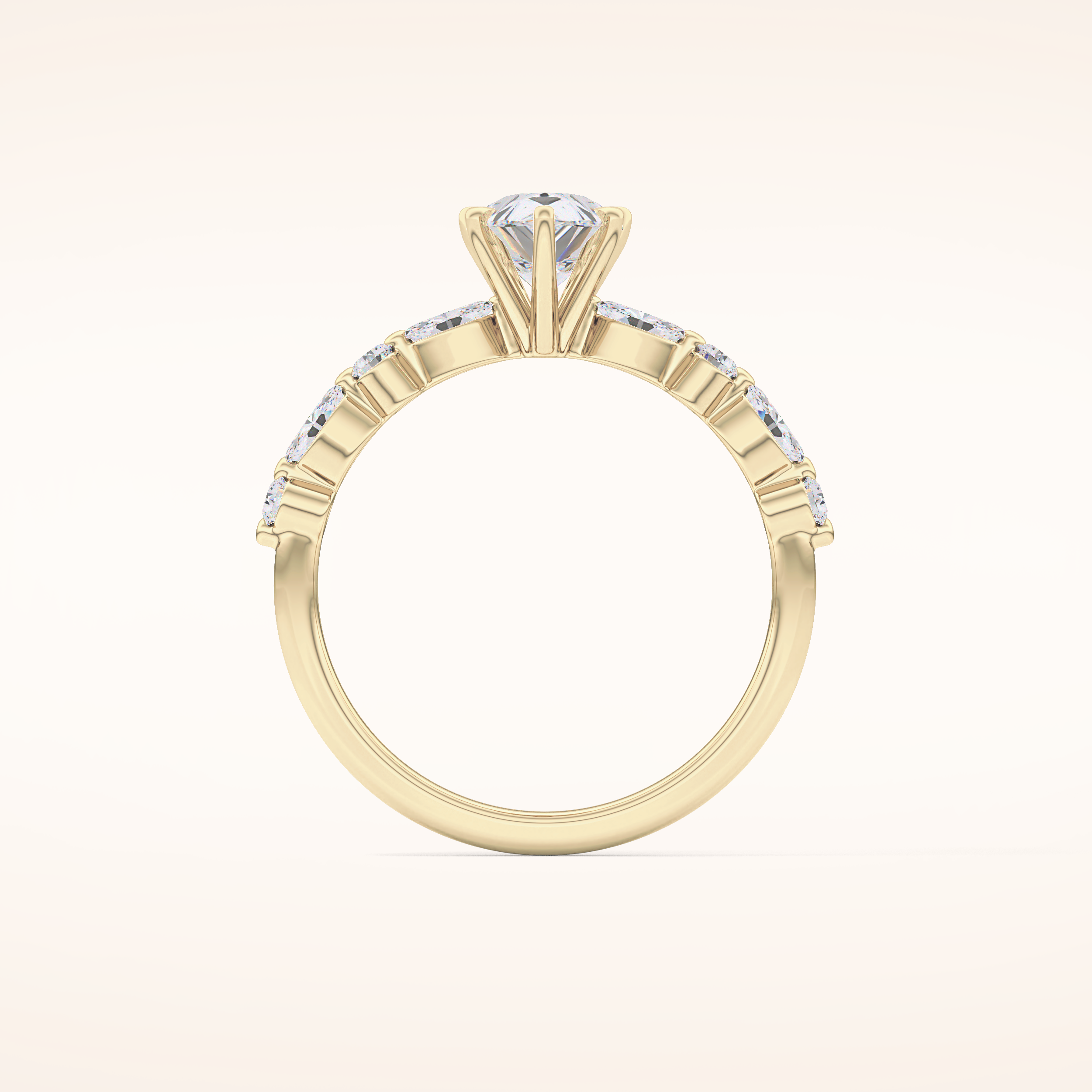 0.93 CT Pear Shaped Pave Moissanite Engagement Ring