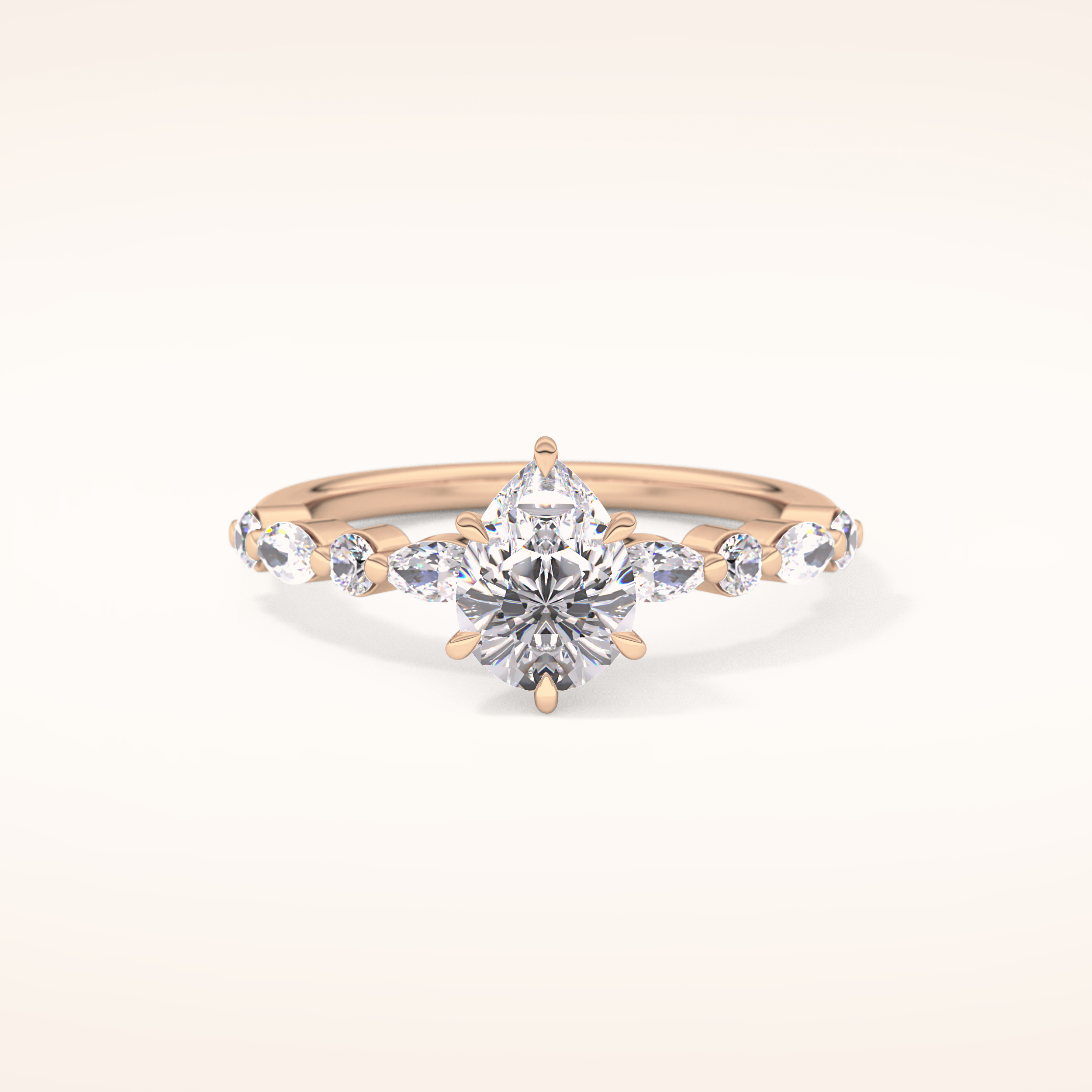 0.93 CT Pear Shaped Pave Moissanite Engagement Ring