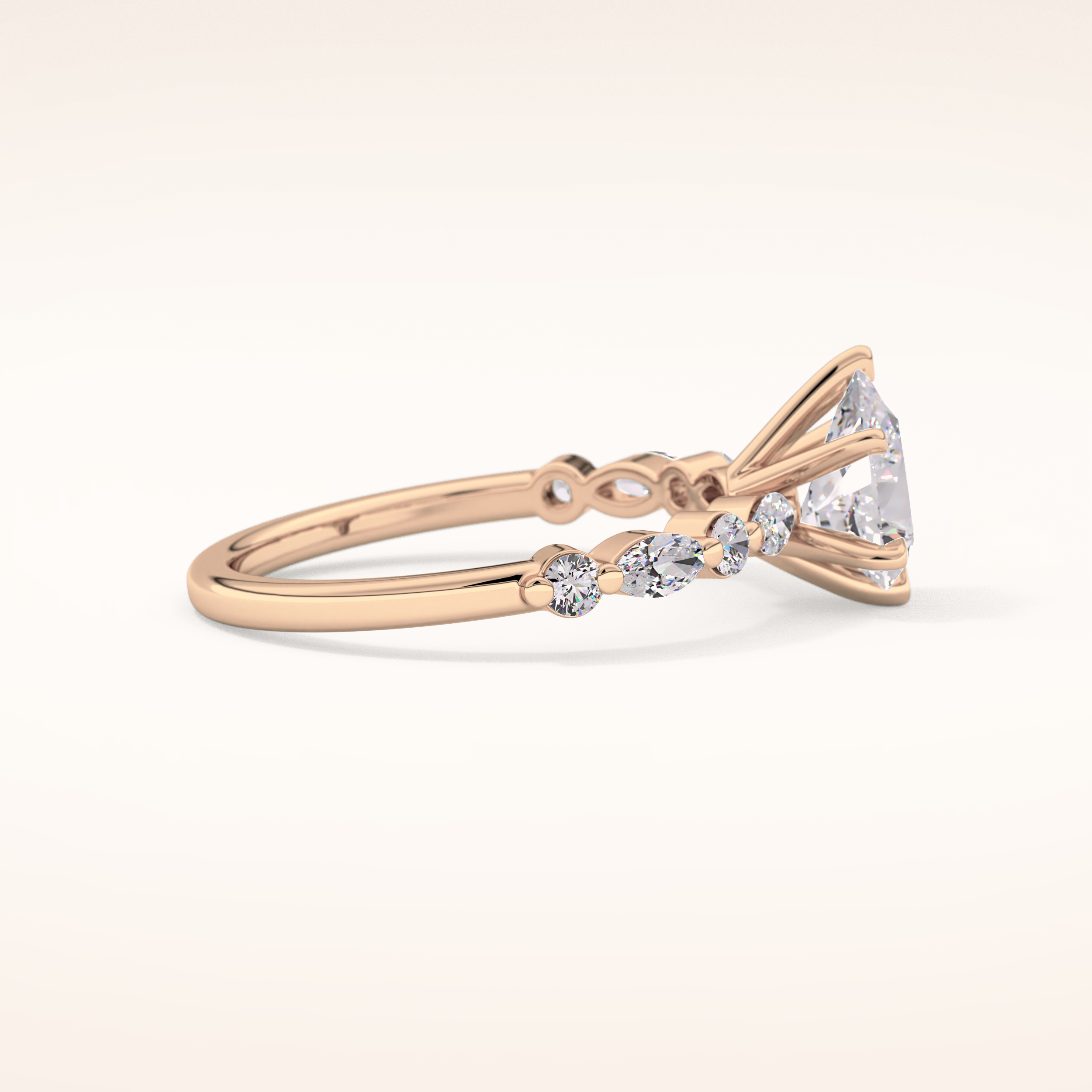 0.93 CT Pear Shaped Pave Moissanite Engagement Ring