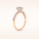 0.93 CT Pear Shaped Pave Moissanite Engagement Ring