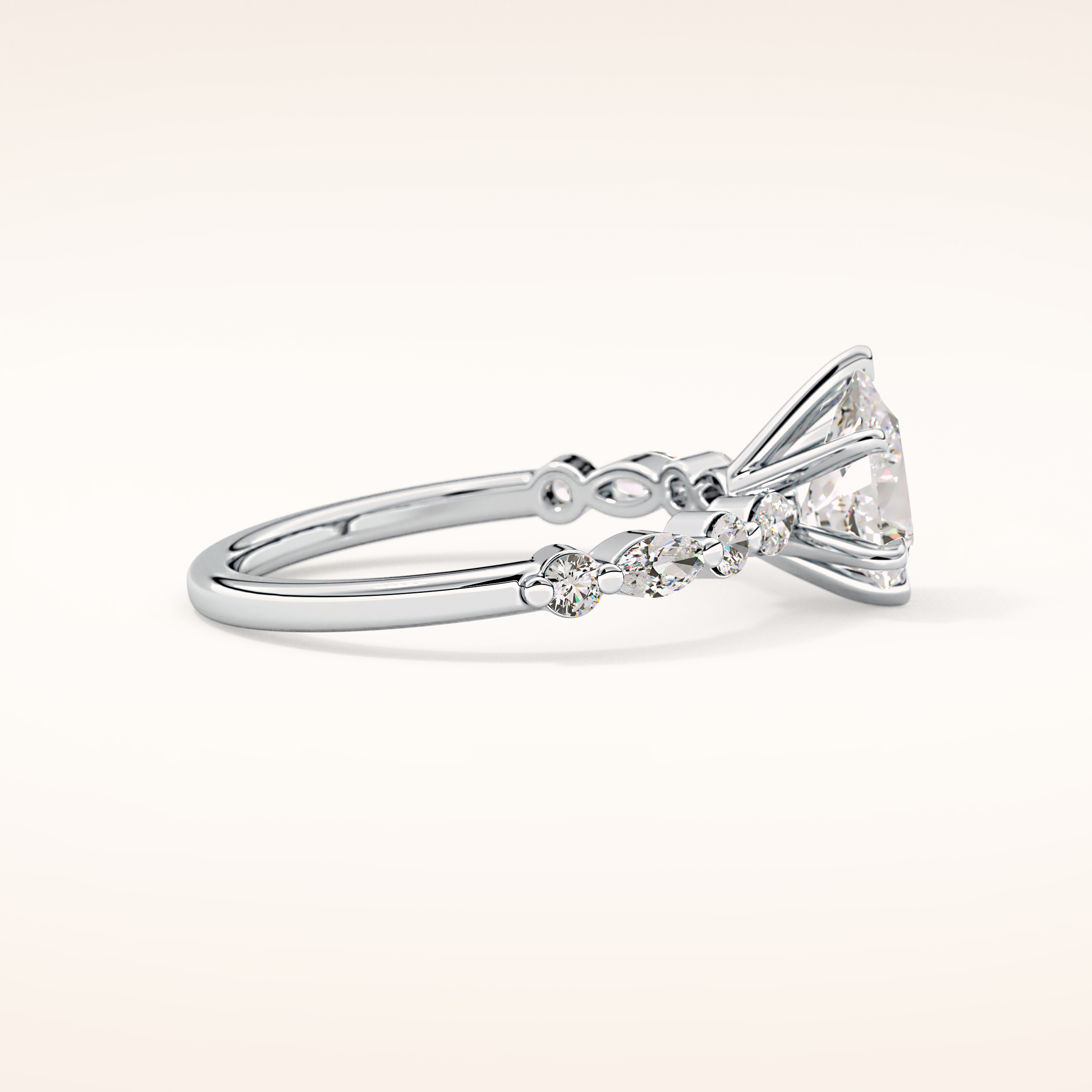 0.93 CT Pear Shaped Pave Moissanite Engagement Ring