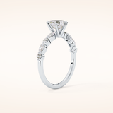 0.93 CT Pear Shaped Pave Moissanite Engagement Ring