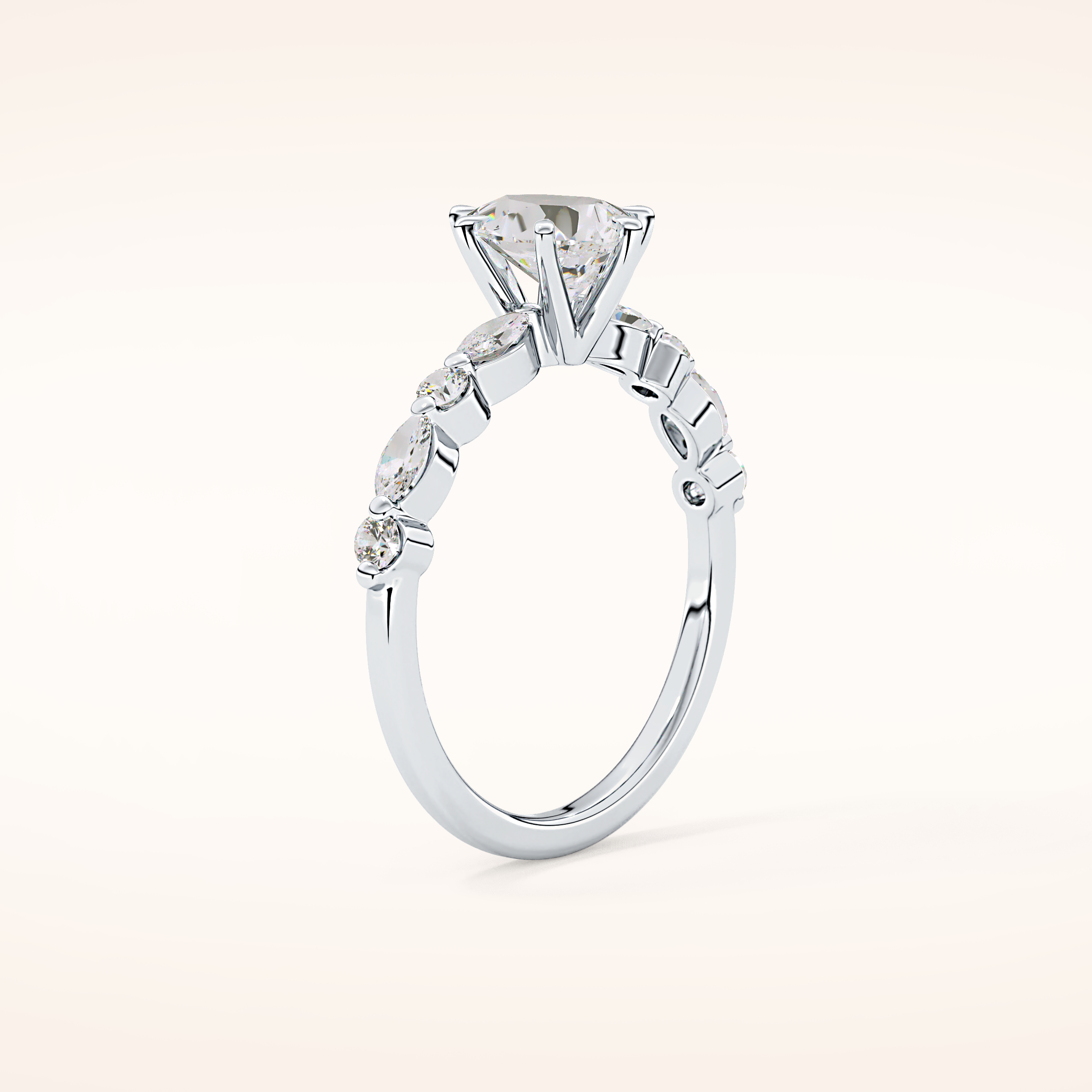0.93 CT Pear Shaped Pave Moissanite Engagement Ring