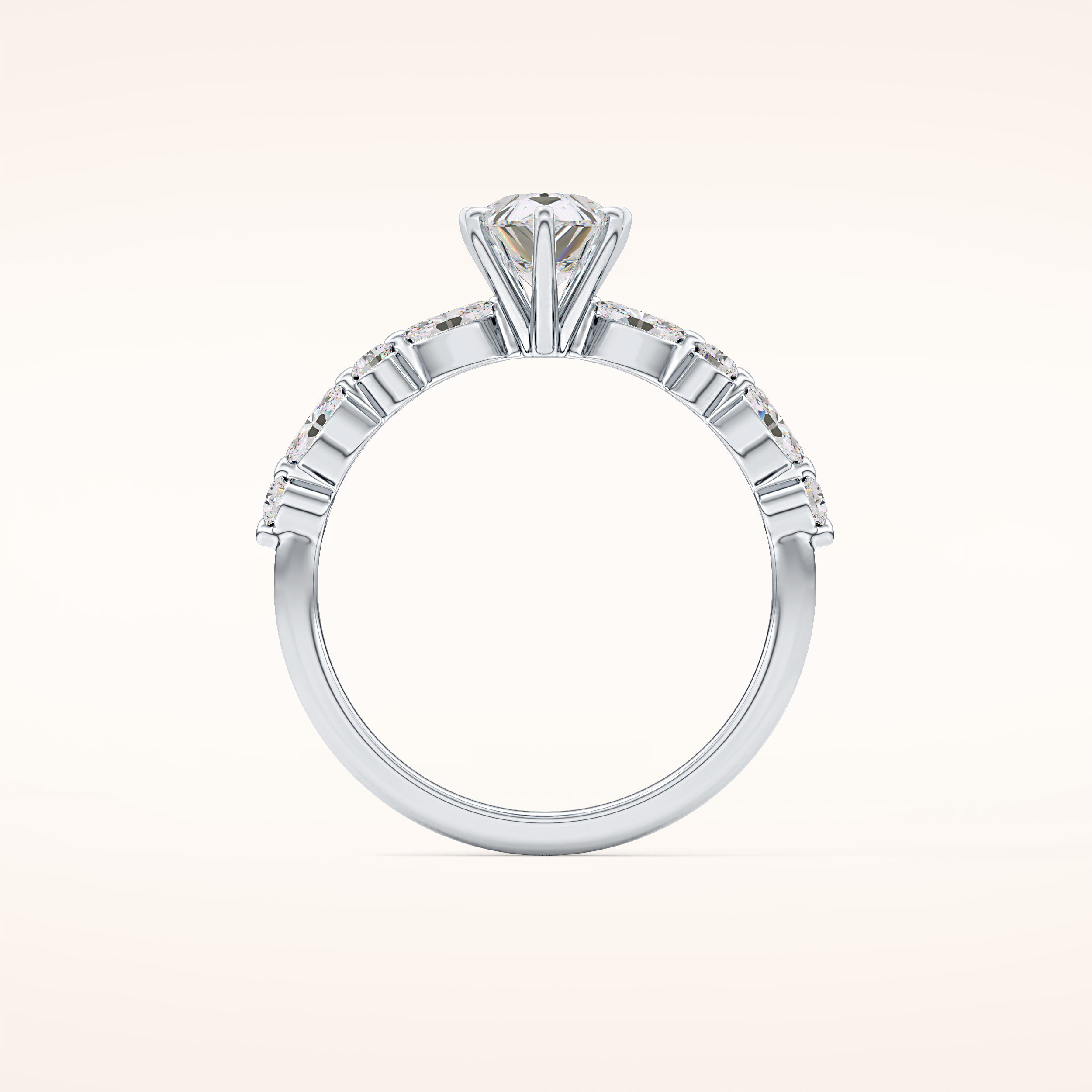 0.93 CT Pear Shaped Pave Moissanite Engagement Ring