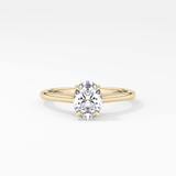 Oval Solitaire Cathedral Lab Grown Diamond Engagement Ring