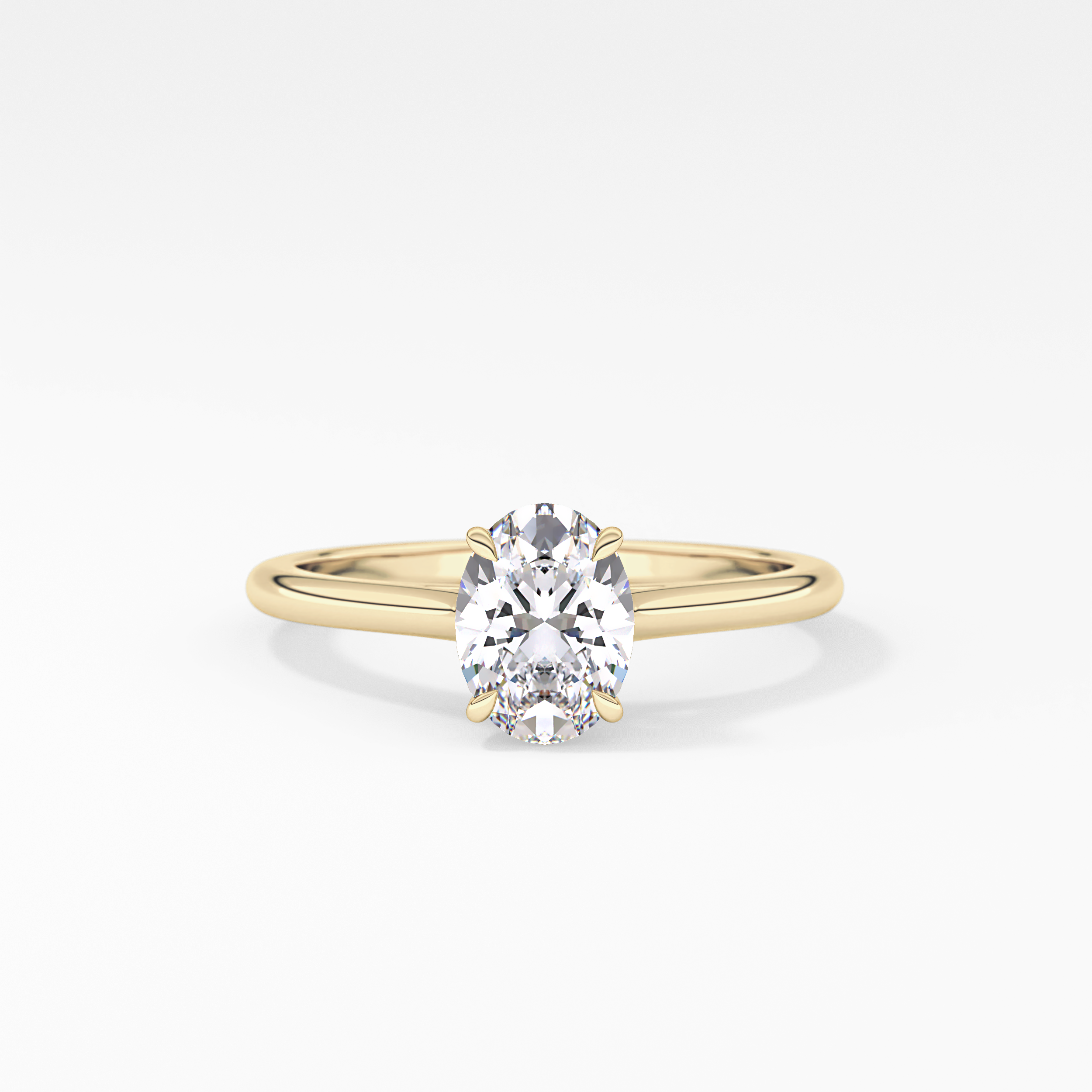 Oval Solitaire Cathedral Lab Grown Diamond Engagement Ring
