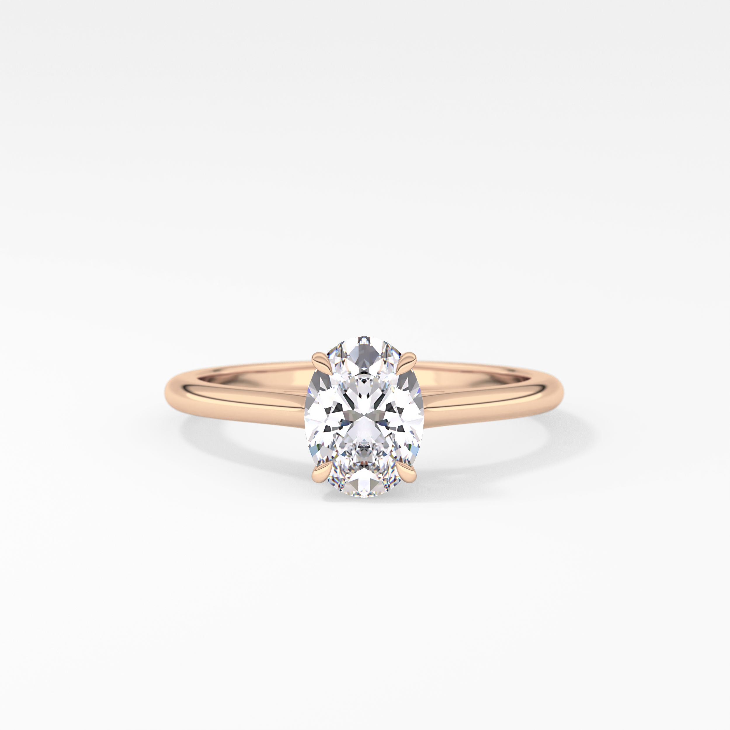 Oval Solitaire Cathedral Lab Grown Diamond Engagement Ring