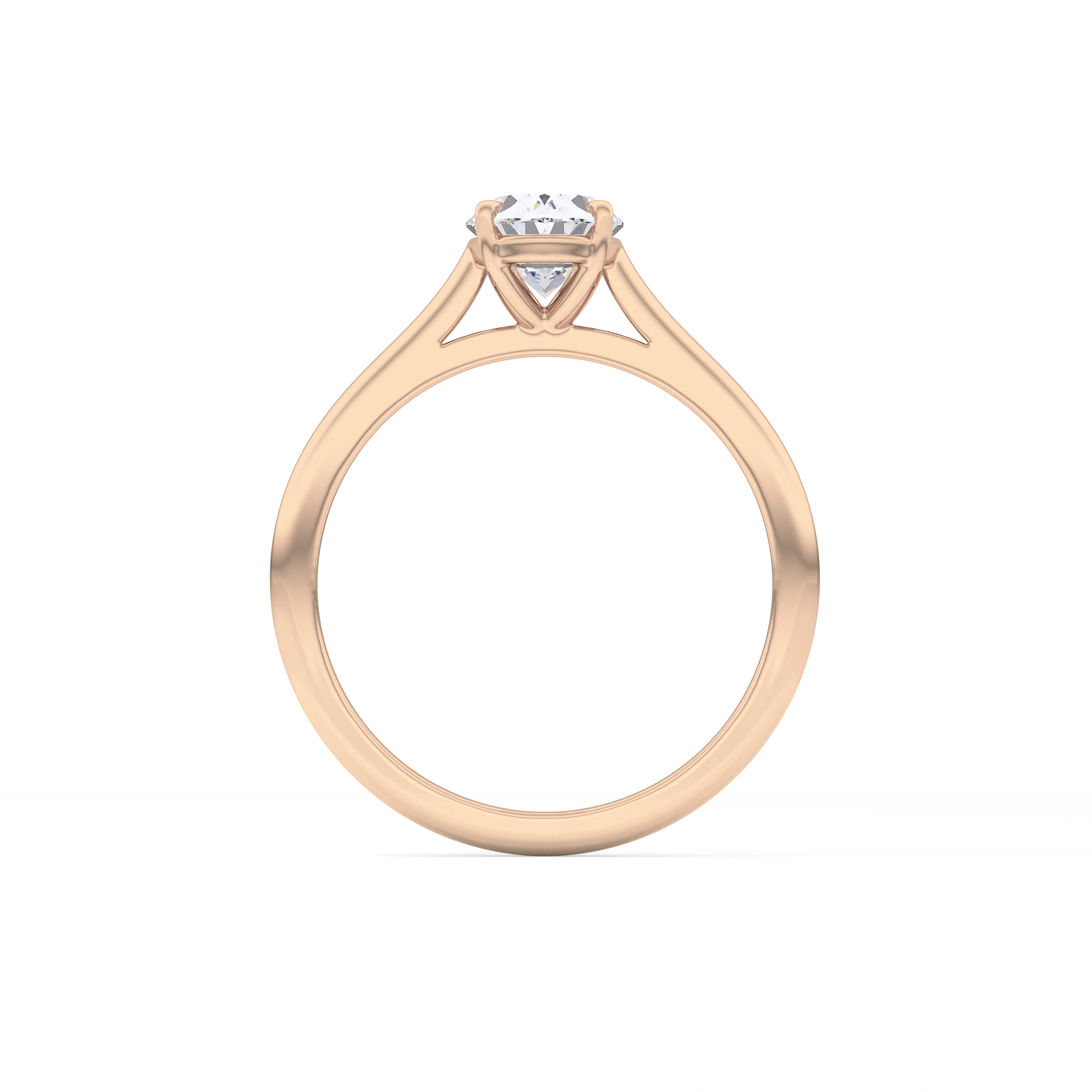 Oval Solitaire Cathedral Lab Grown Diamond Engagement Ring