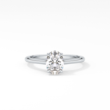 Oval Solitaire Cathedral Lab Grown Diamond Engagement Ring