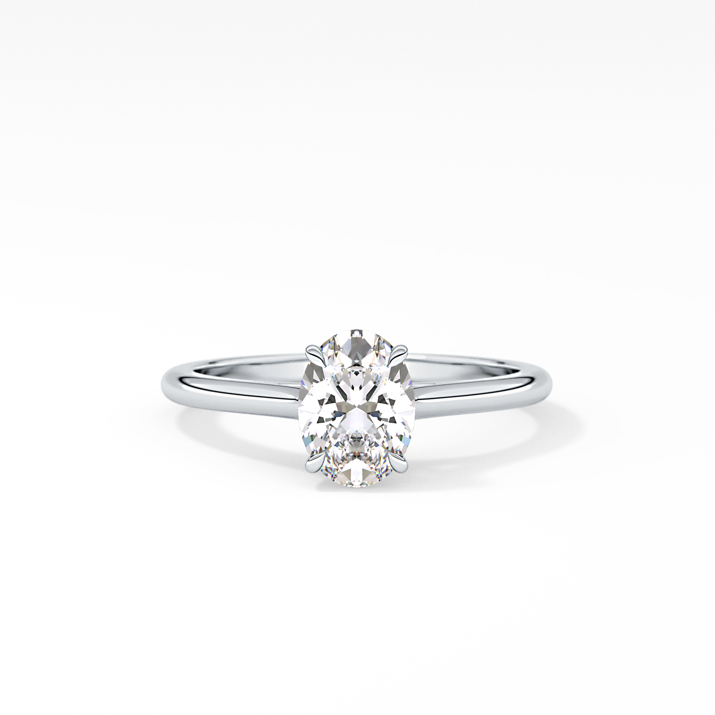 Oval Solitaire Cathedral Lab Grown Diamond Engagement Ring