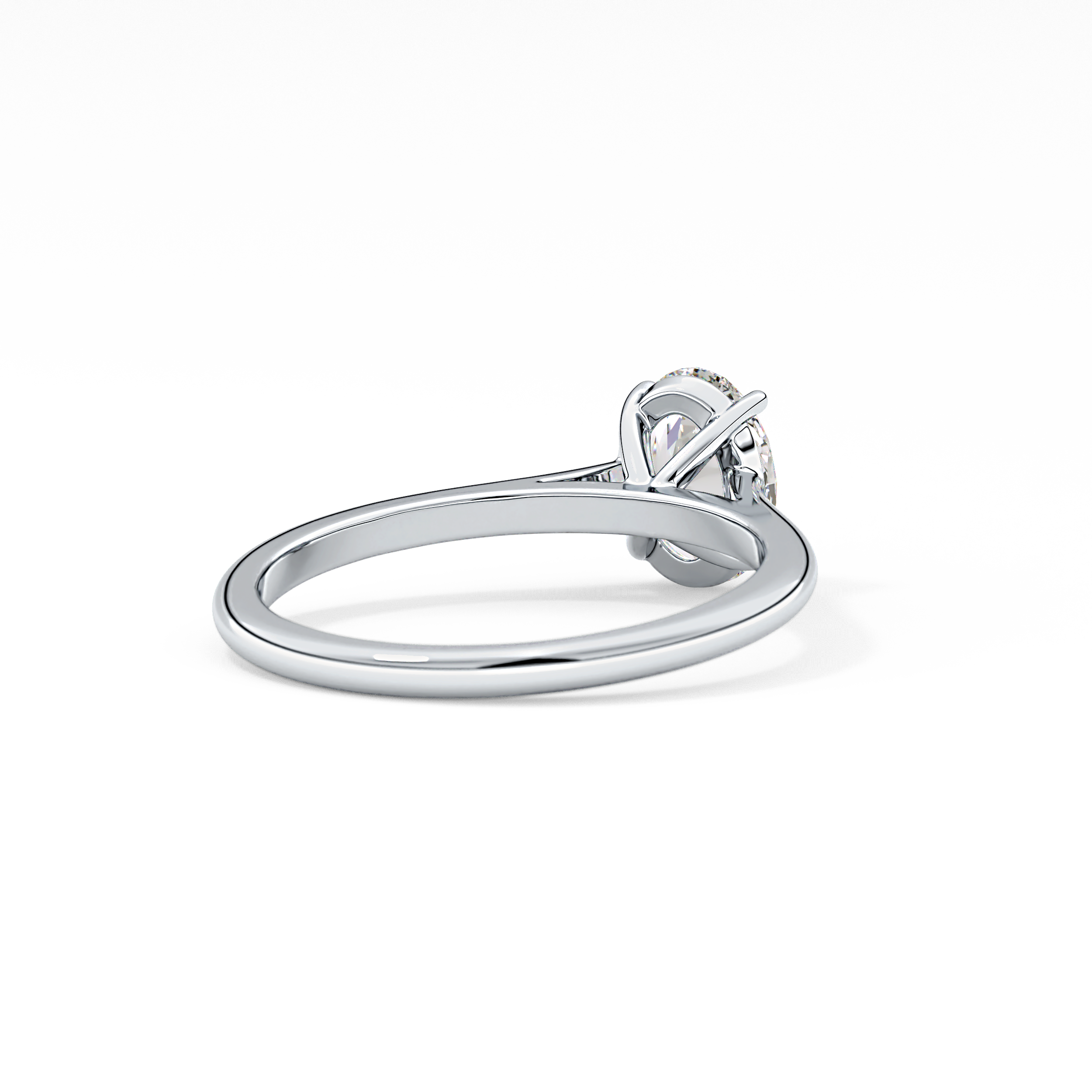 Oval Solitaire Cathedral Lab Grown Diamond Engagement Ring
