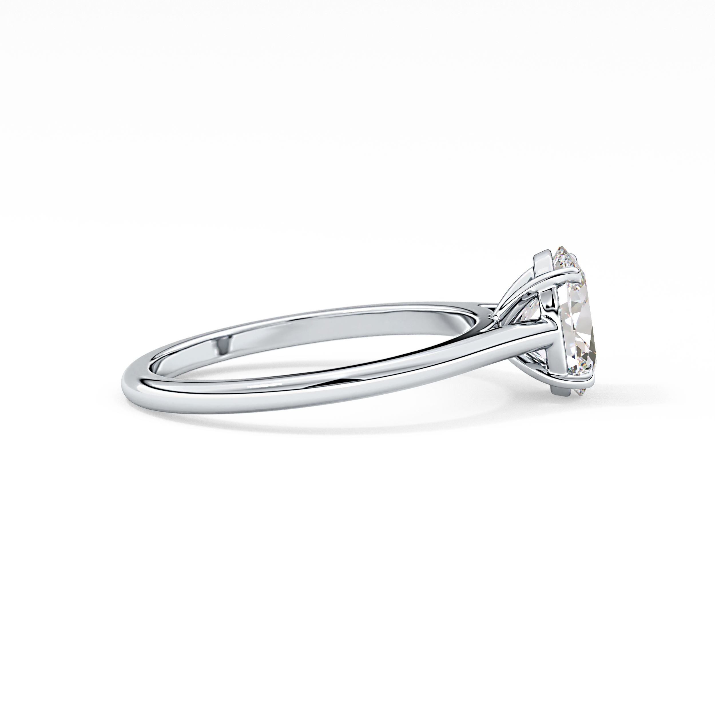 Oval Solitaire Cathedral Lab Grown Diamond Engagement Ring