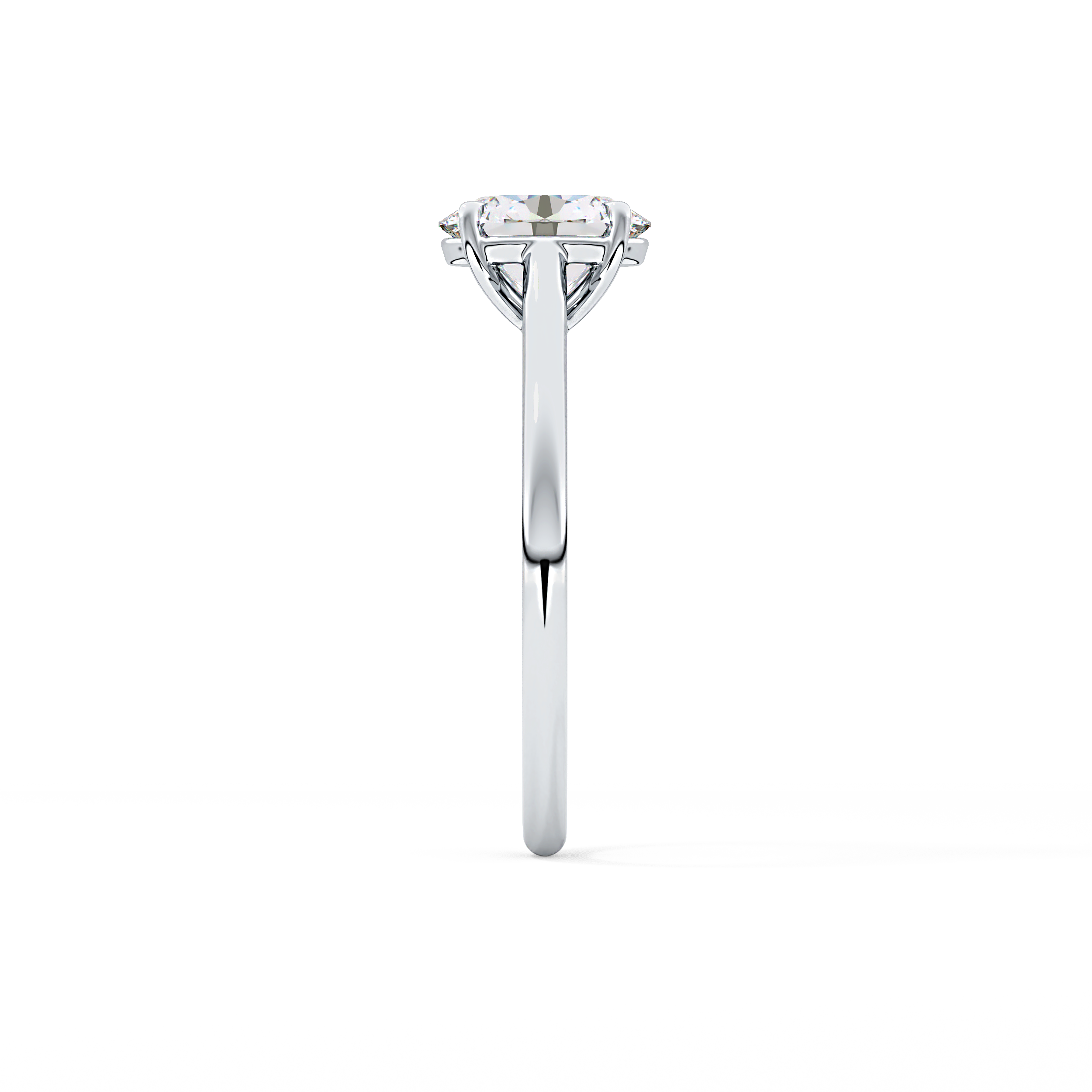 Oval Solitaire Cathedral Lab Grown Diamond Engagement Ring
