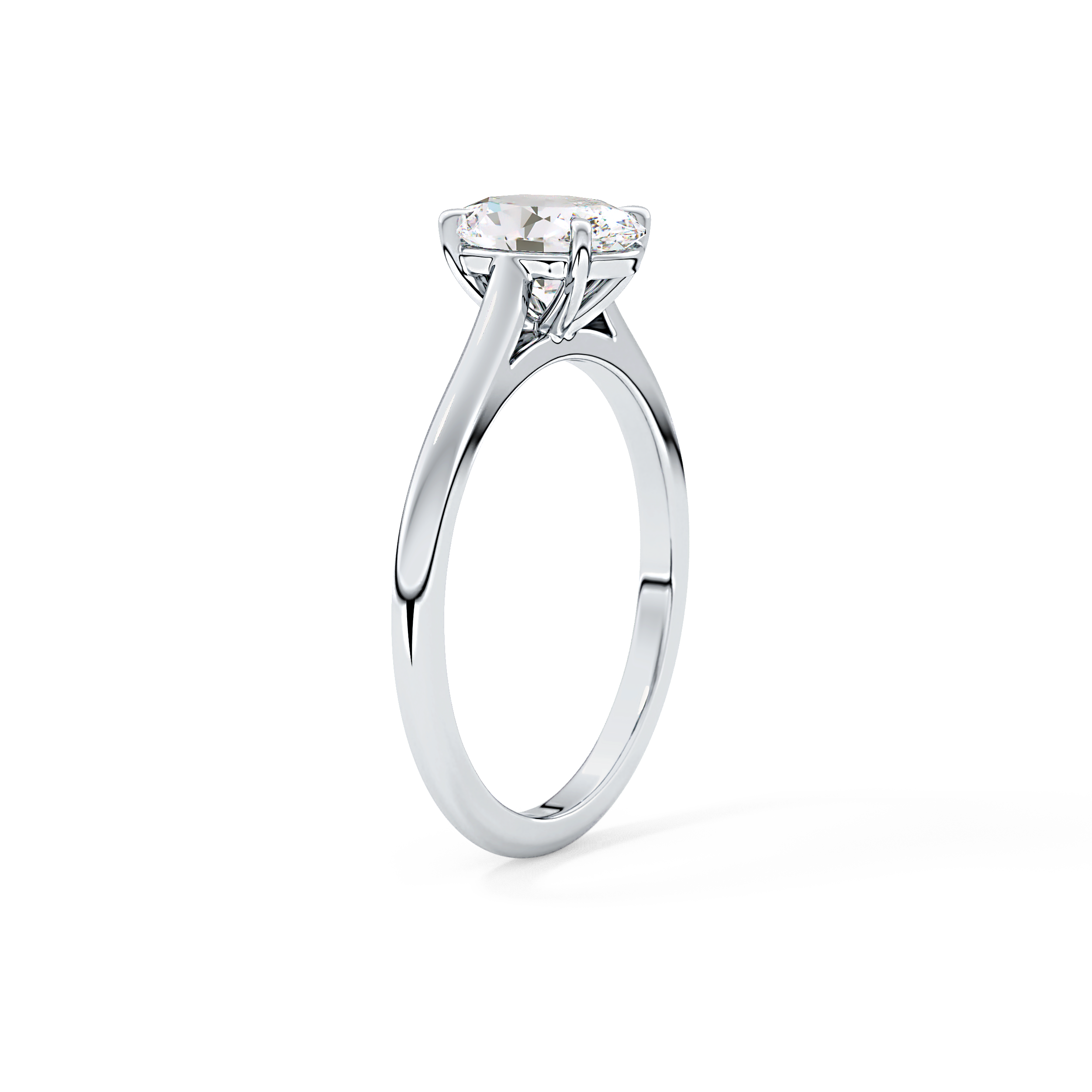 Oval Solitaire Cathedral Lab Grown Diamond Engagement Ring